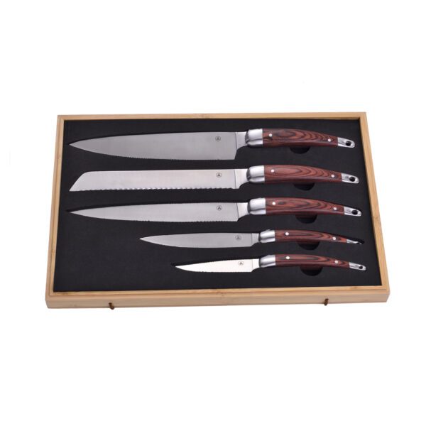 LAGUIOLE - 40268145 - Coffret de couteaux de cuisine en Bois de Pakka et Bambou 5 pièces