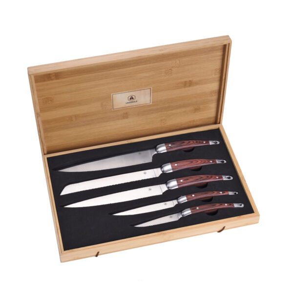 LAGUIOLE - 40268145 - Coffret de couteaux de cuisine en Bois de Pakka et Bambou 5 pièces