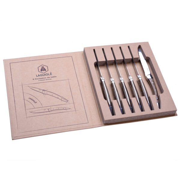 LAGUIOLE - 40268355 - Coffret de couteaux à steak en Inox et Bois de Pakka 6 pièces