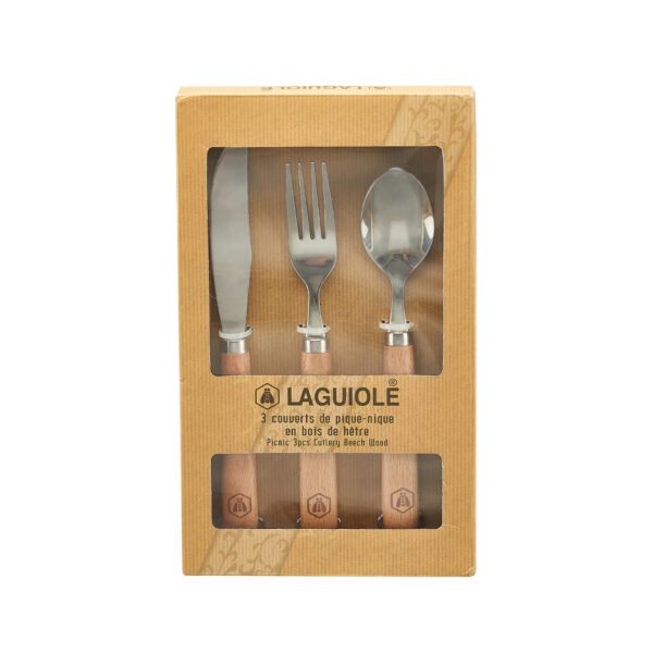 LAGUIOLE - 40268476 - Set de Pique Nique manche en bois de Hêtre 3 pièces