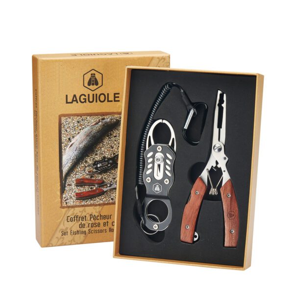 LAGUIOLE - 40268483 - Coffret Pêcheur en Acier Inoxydable avec Manche en Bois de Rose