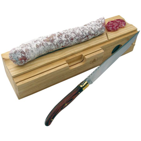 LAGUIOLE - 40268511 - Boîte à saucisson avec son couteau - Bois d'hévéa