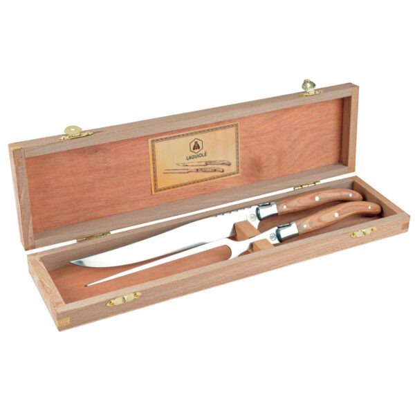 LAGUIOLE - 40268709 - Set à découper fourchette et couteau - Bois de pakka - Coffret cadeau