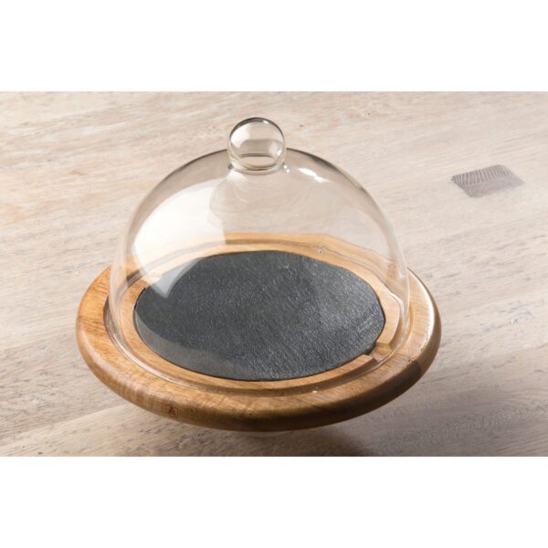 LAGUIOLE - 40268731 - Cloche à fromages en verre avec plateau bois et ardoise