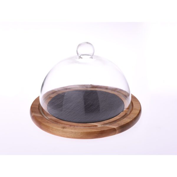 LAGUIOLE - 40268731 - Cloche à fromages en verre avec plateau bois et ardoise