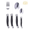 LAGUIOLE - 40268779 - Ménagère en Inox et ABS noir avec plateau de 4 niveaux 24 pièces