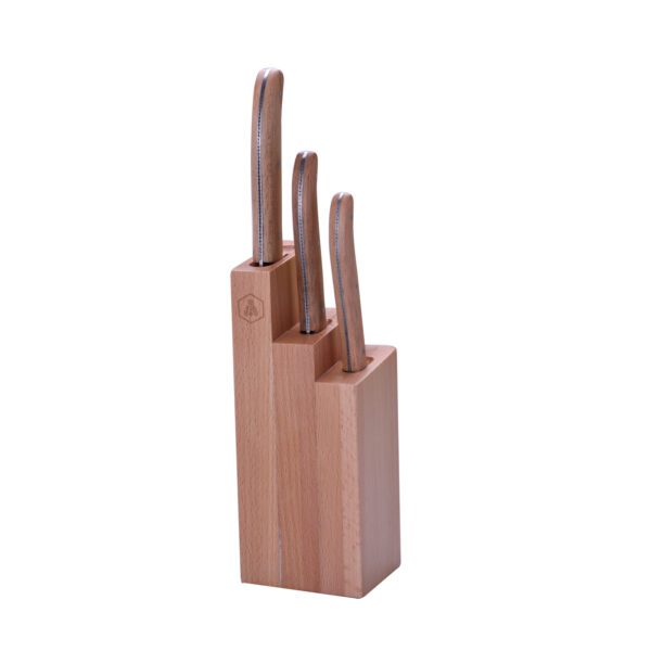 LAGUIOLE - 40268871 - Bloc bois de hêtre de 3 couteaux à découper - Acier inoxydable