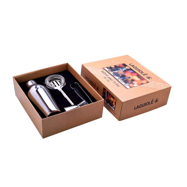 LAGUIOLE - 40268886 - Kit cocktail 4 pièces - Inox - Shaker, doseur, passoire, pince à glaçons