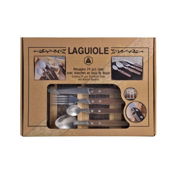 LAGUIOLE - 40269070 - Ménagère avec rangement en bois 24 pièces