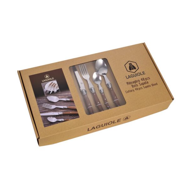 LAGUIOLE - 40269077 - Ménagère en Inox et manche en Sapele 48 pièces