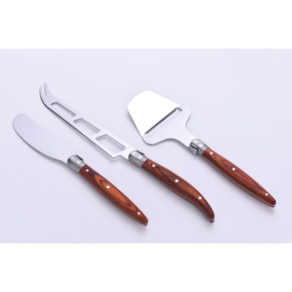 LAGUIOLE HERITAGE - 40273020 - Set de 3 couteaux: à beurre et fromage - Manche bois de pakka - Coffret bois