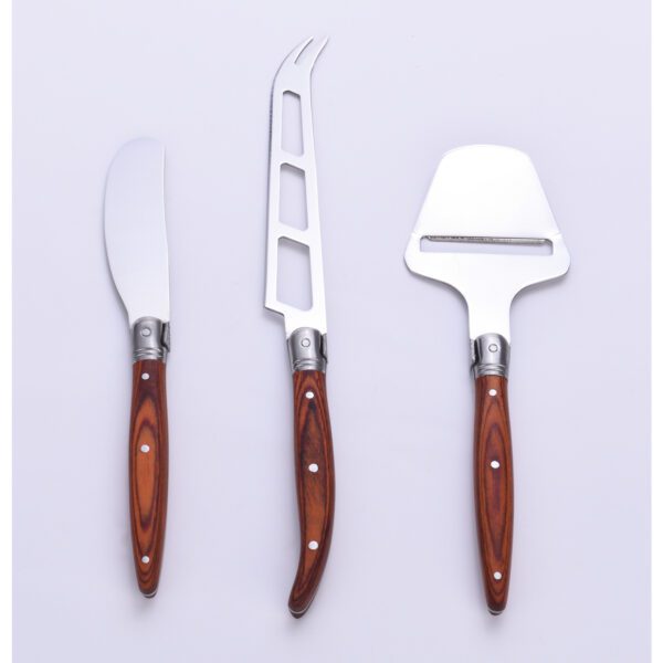 LAGUIOLE HERITAGE - 40273020 - Set de 3 couteaux: à beurre et fromage - Manche bois de pakka - Coffret bois