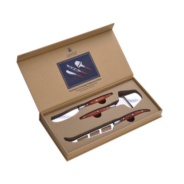 LAGUIOLE HERITAGE - 40273020 - Set de 3 couteaux: à beurre et fromage - Manche bois de pakka - Coffret bois