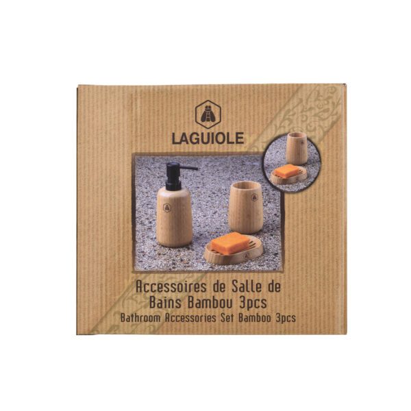 LAGUIOLE - 40269100 - Accessoires de salle de bain en bambou 3 pcs