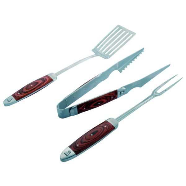 LAGUIOLE - 40268321 - Valisette barbecue - 6 ustensiles barbecue - Inox - Manches en bois de pakka