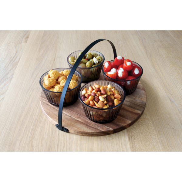 LAGUIOLE - 40269115 - Bols Apéritif en verre et support en bois x4