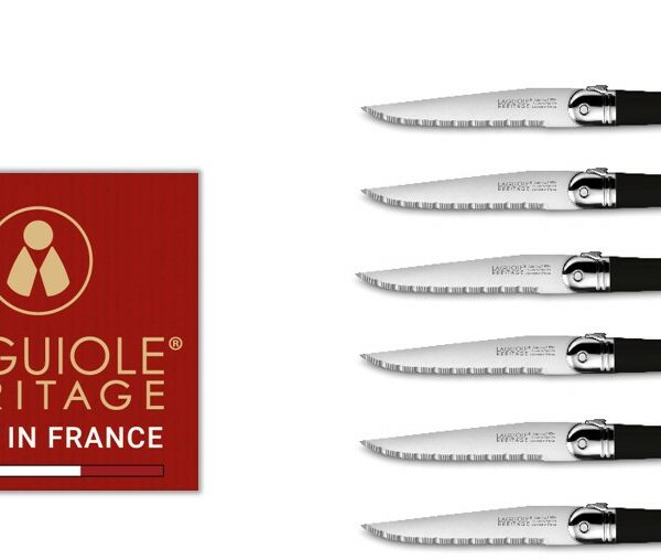 Couteaux à Steak Laguiole – Manche Noir ABS – 6 pièces
