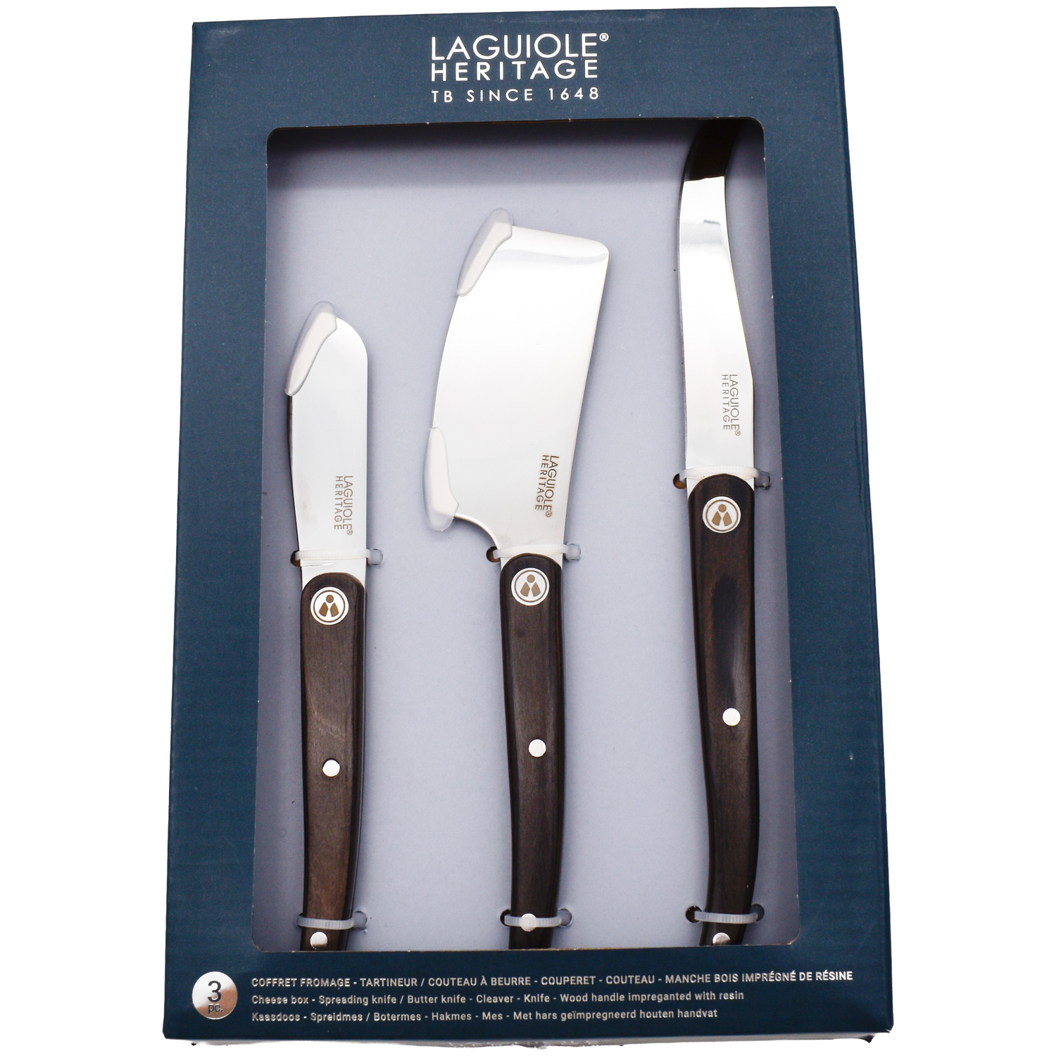 LAGUIOLE HERITAGE - 40271031 - Coffret Laguiole Heritage – 3 Couteaux à Fromage – Manche Bois Résiné