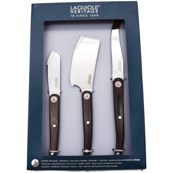 LAGUIOLE HERITAGE - 40271031 - Coffret Laguiole Heritage – 3 Couteaux à Fromage – Manche Bois Résiné